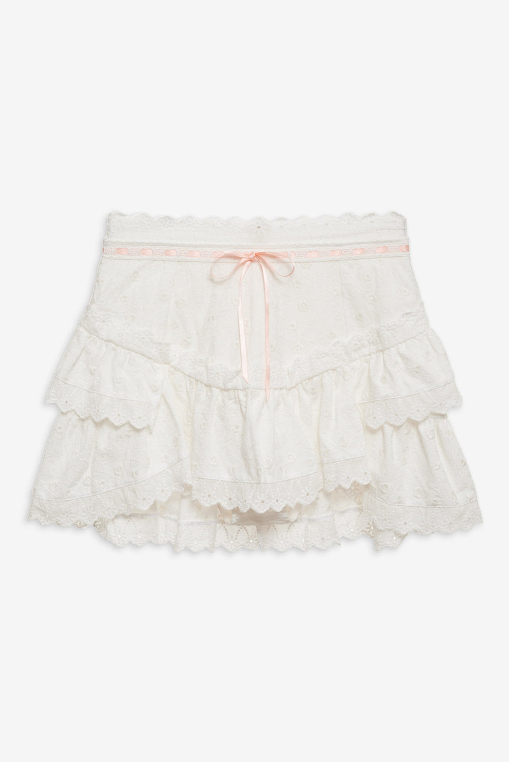 Summer Swirl Eyelet Mini Skirt White