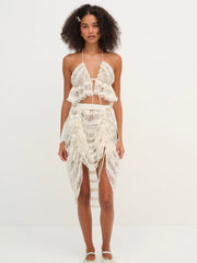 Romy Midi Slip Skirt White