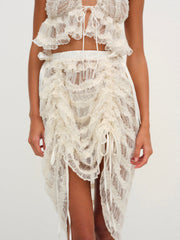 Romy Midi Slip Skirt White