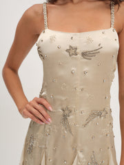 Shooting Stars Beaded Mini Dress Cream