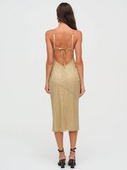 Glitter Grid Midi Dress Gold