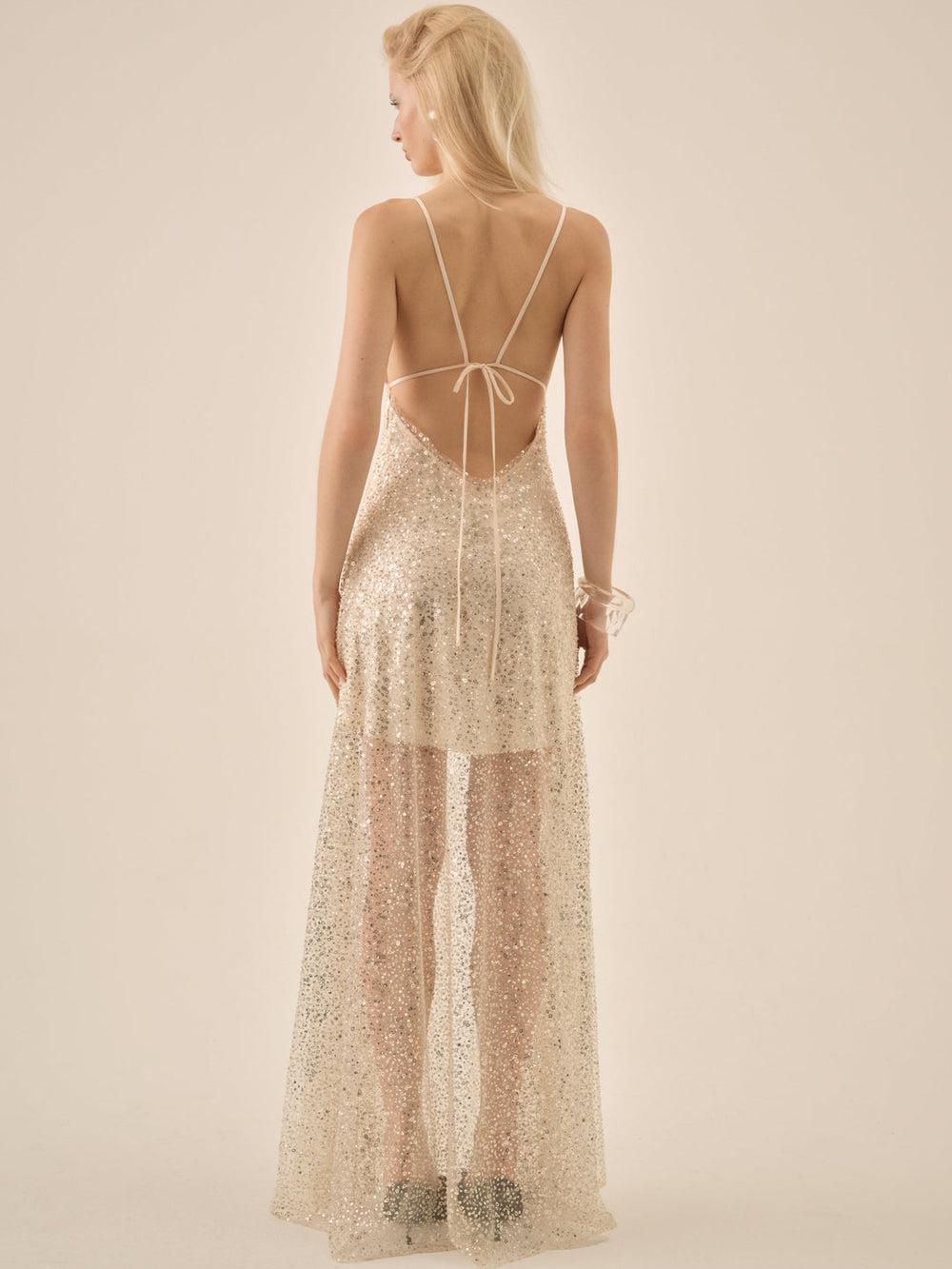 Clara Crystals Maxi Dress Silver