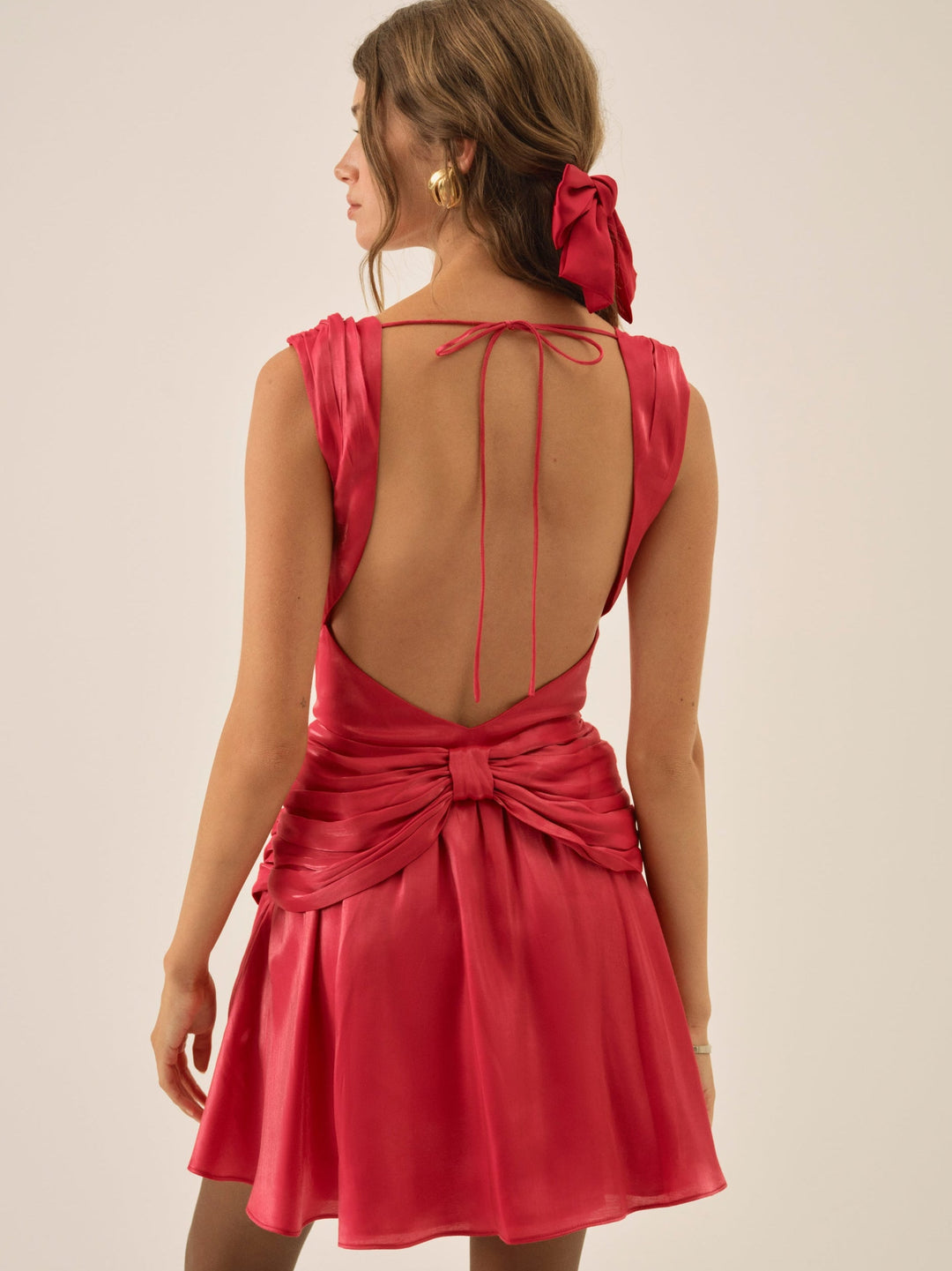 Stephanie Shimmer Mini Dress Red