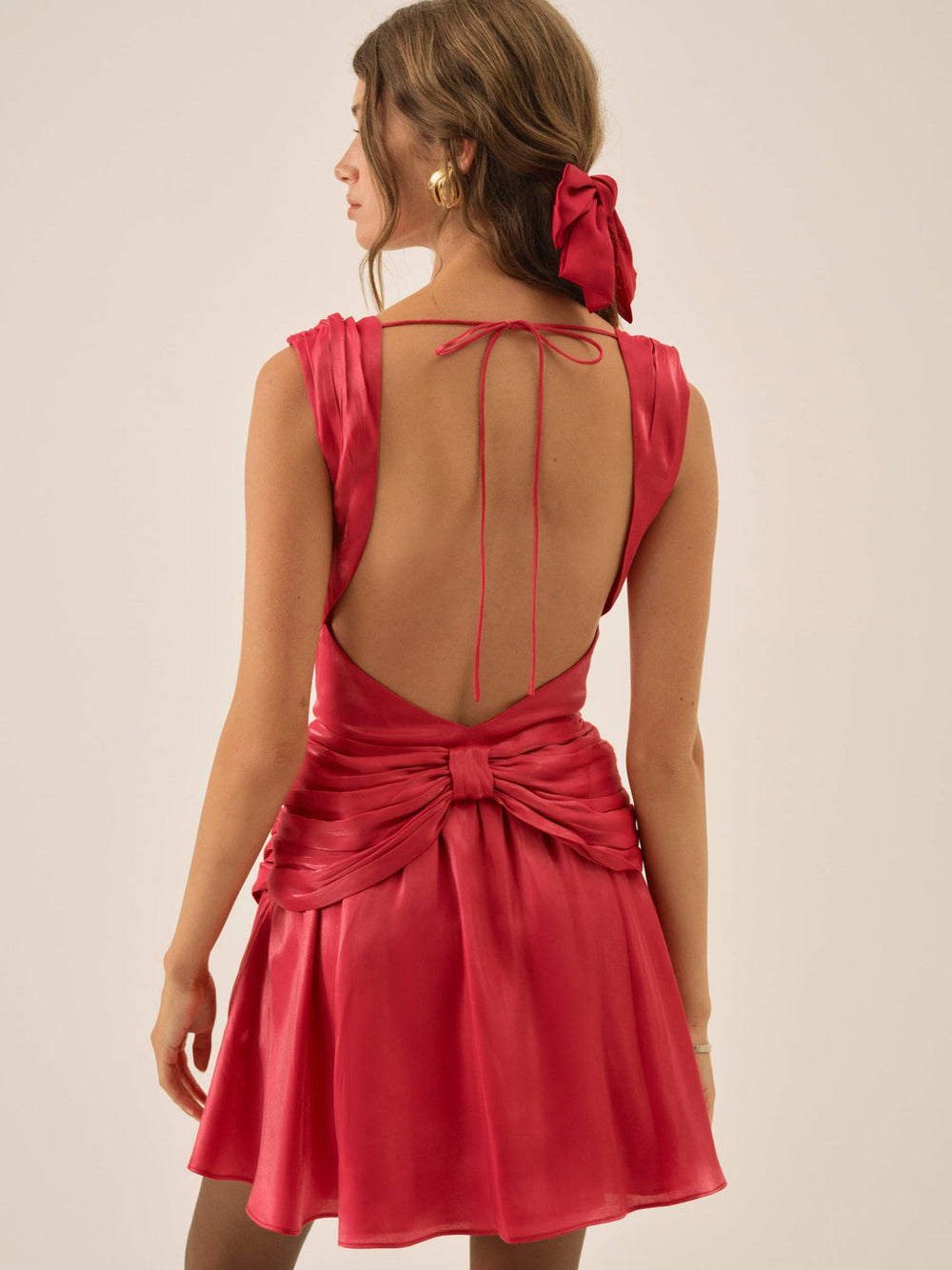 Stephanie Shimmer Mini Dress Red