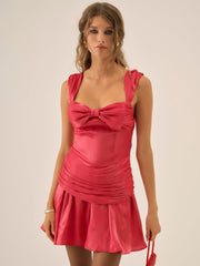 Stephanie Shimmer Mini Dress Red