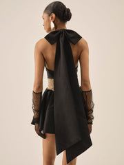 Shimmering Petals Mini Dress Black