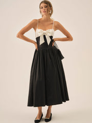 Emalie Taffeta Midi Dress Black