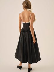 Emalie Taffeta Midi Dress Black