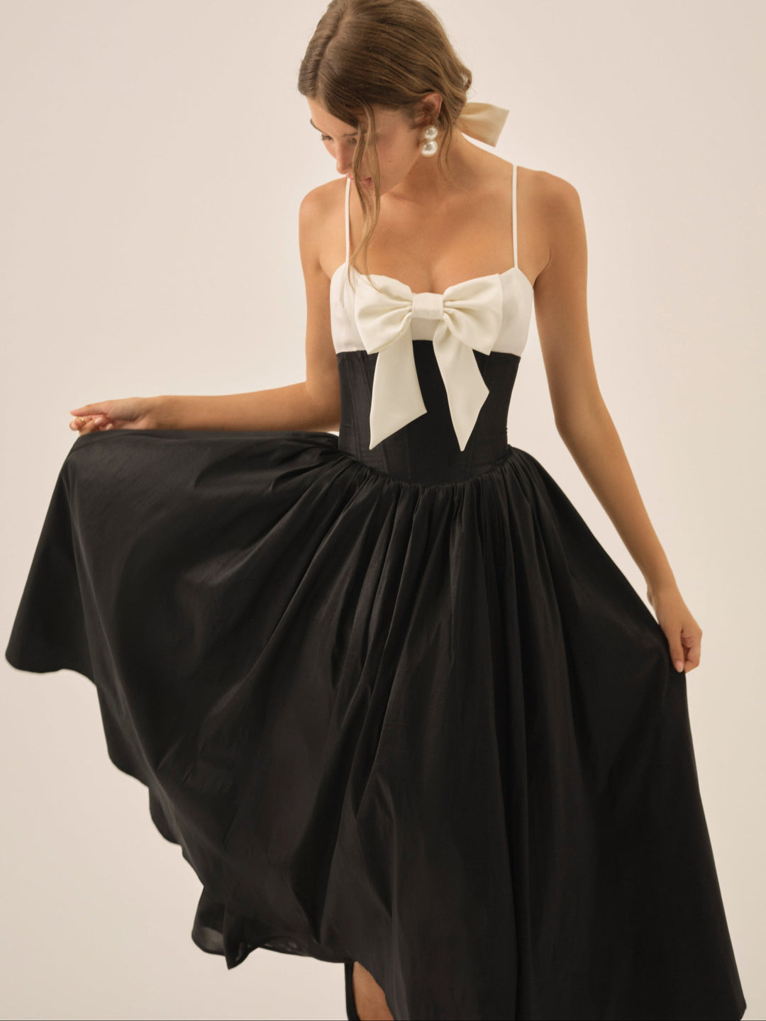 Emalie Taffeta Midi Dress Black