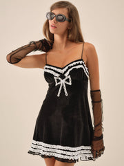 Claire Velvet Mini Dress Black