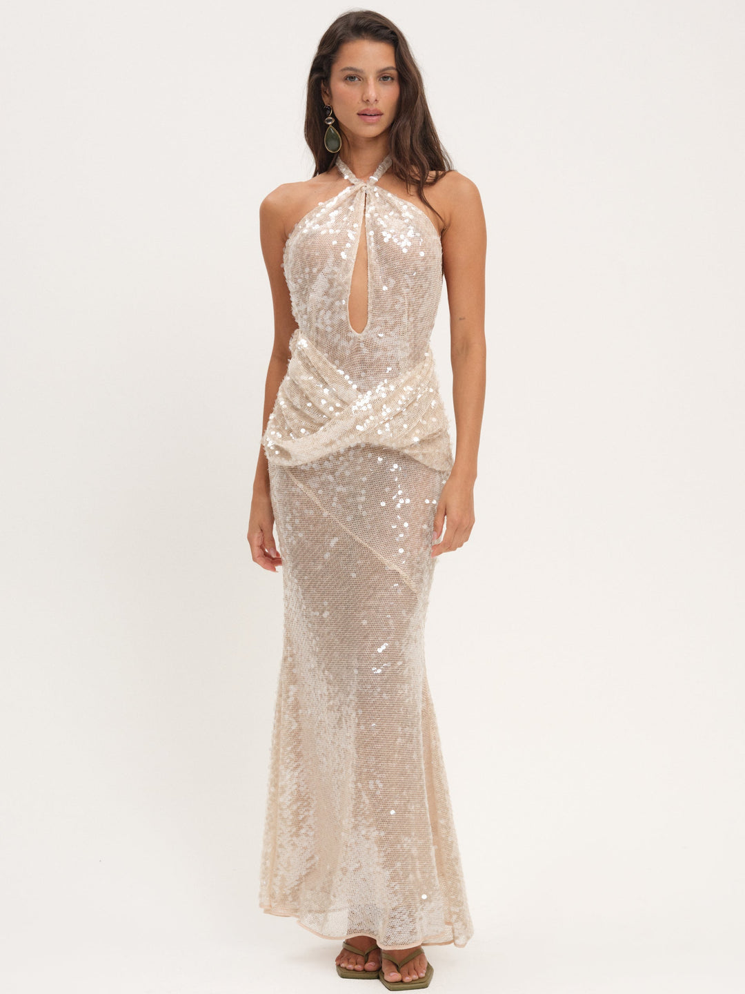 Sydney Sequin Maxi Dress Nude
