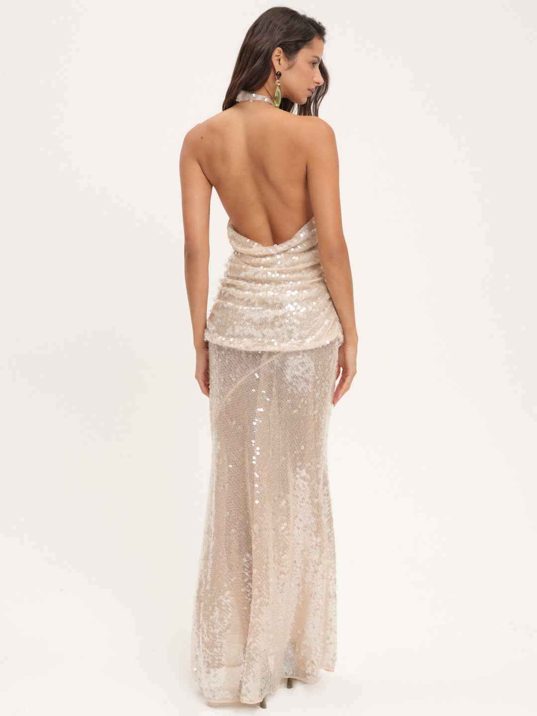 Sydney Sequin Maxi Dress Nude