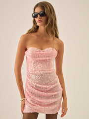 Elysian Sequin Mini Dress Baby Pink