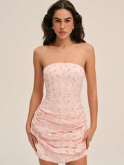 Raspberry Rose Strapless Mini Dress Pink