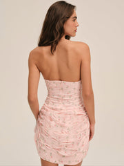 Raspberry Rose Strapless Mini Dress Pink