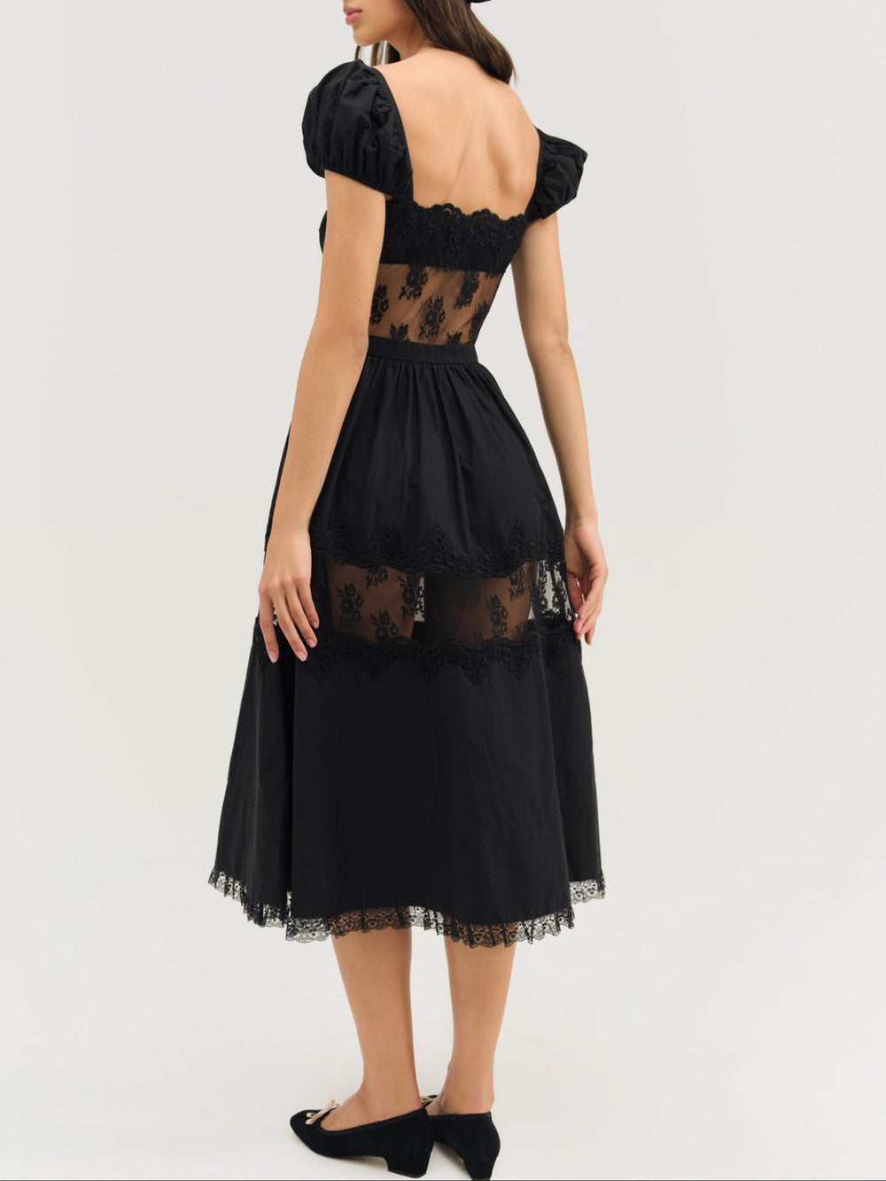 Liya Lace Midi Dress Black