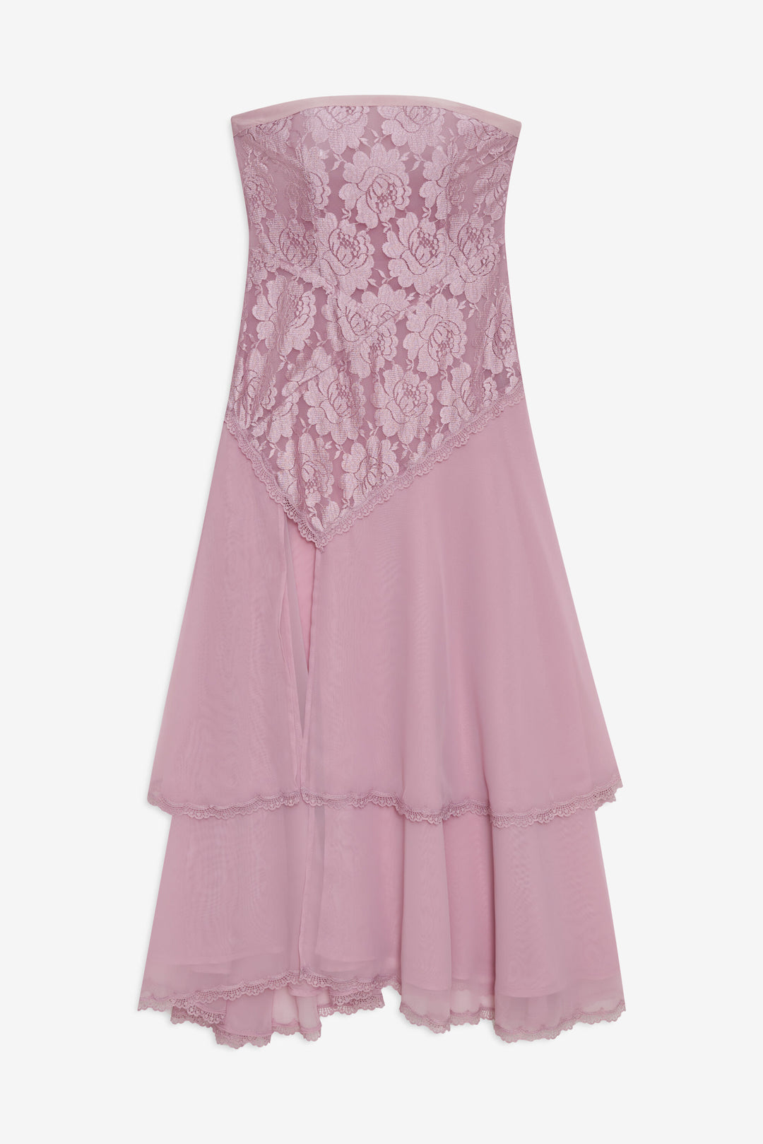 Claudia Rose Lace Strapless Midi Dress Mulberry
