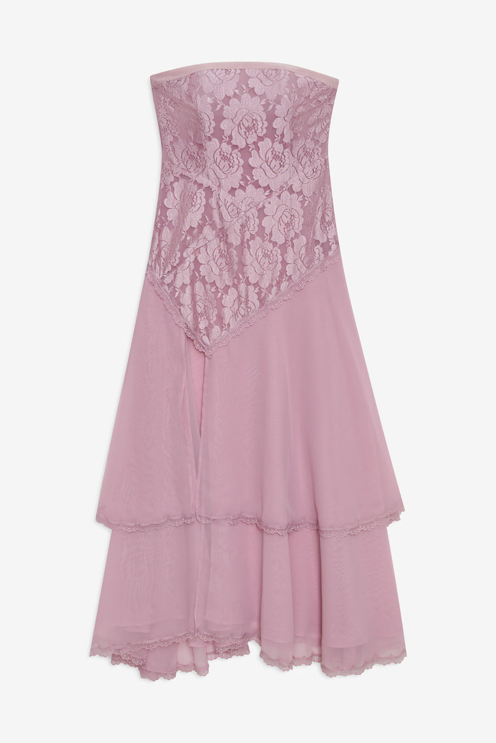 Claudia Rose Lace Strapless Midi Dress Mulberry