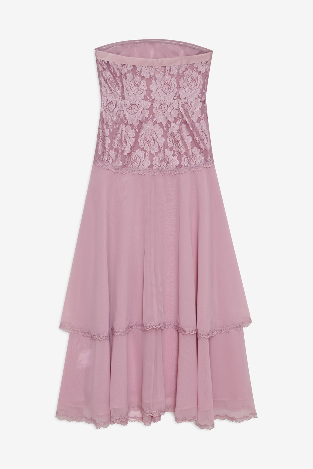 Claudia Rose Lace Strapless Midi Dress Mulberry