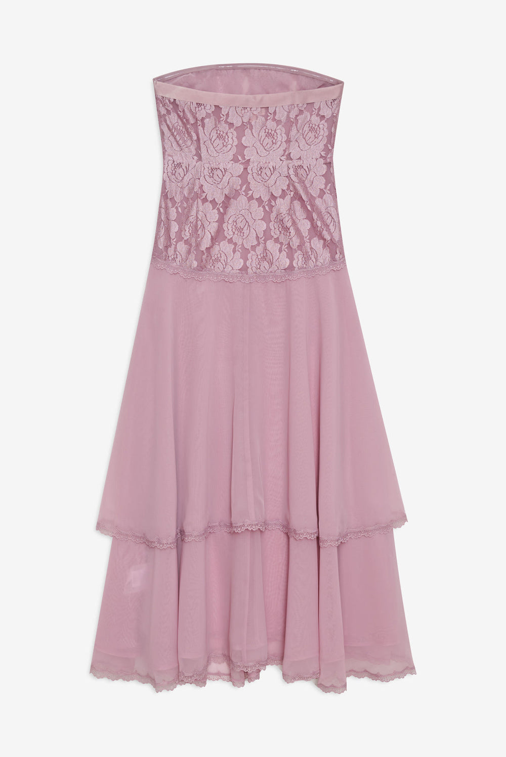 Claudia Rose Lace Strapless Midi Dress Mulberry