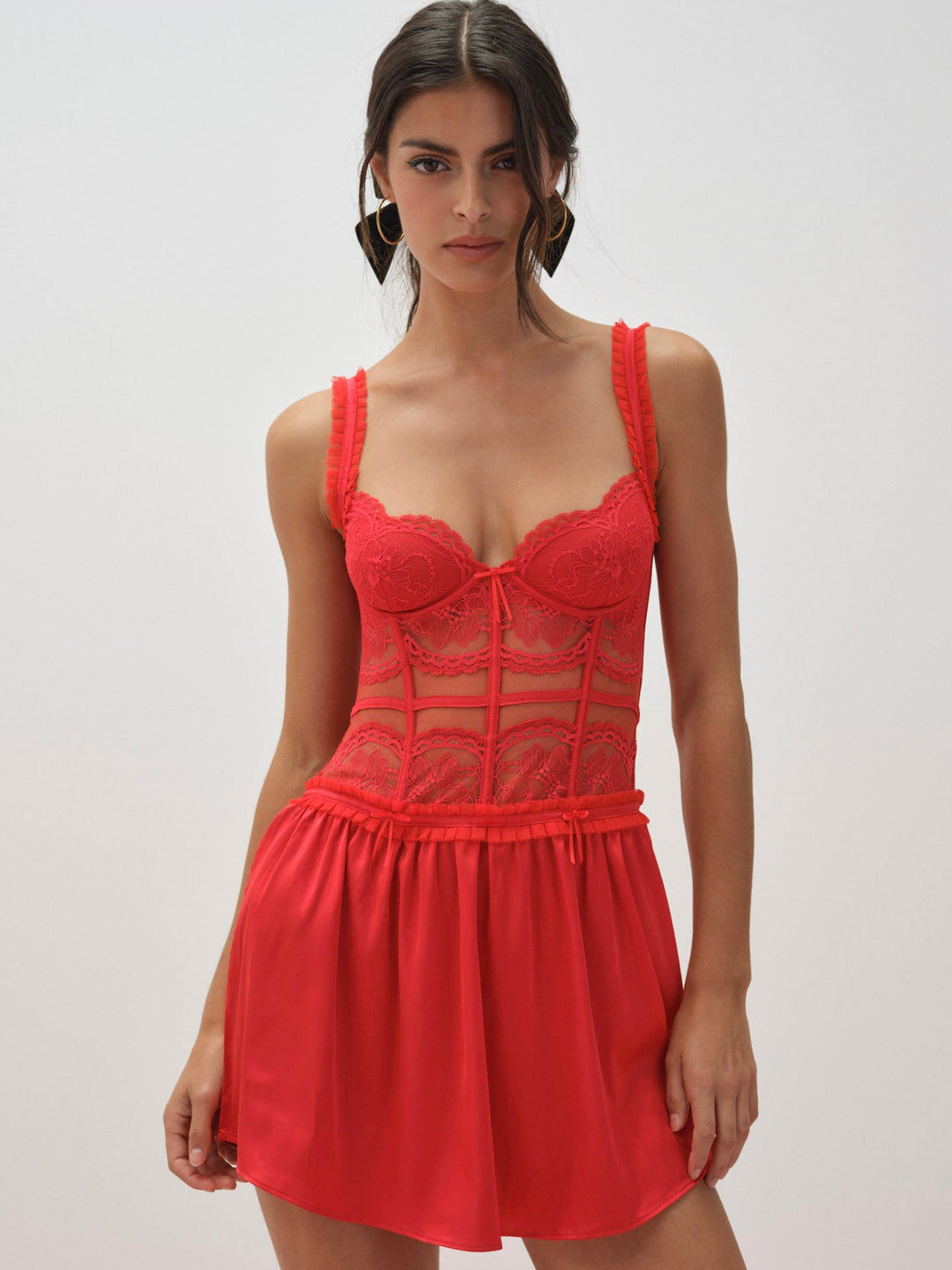 Fiona Lace Slip Dress Red