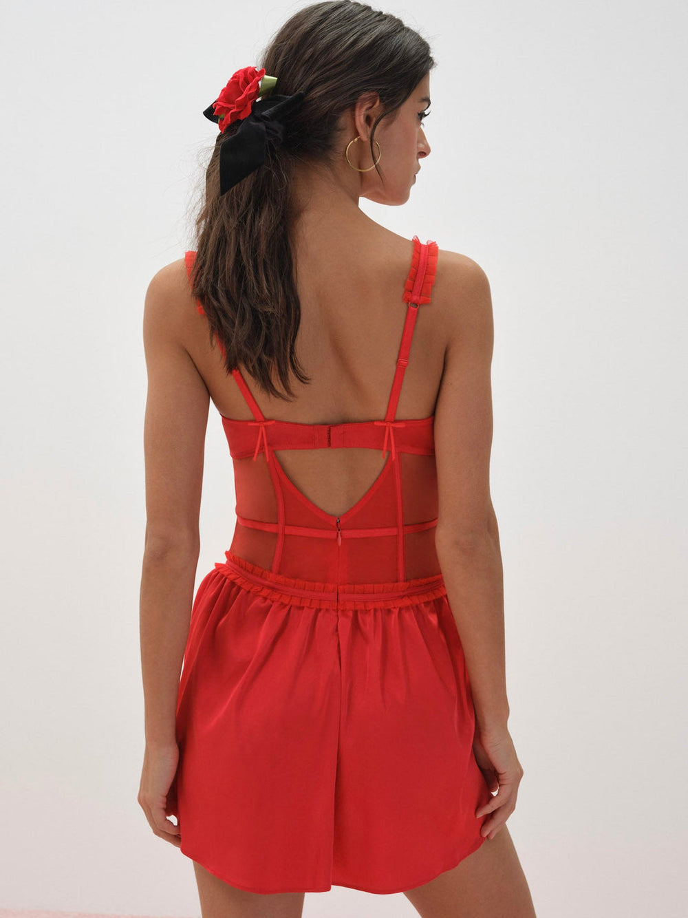 Fiona Lace Slip Dress Red