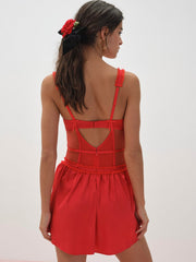 Fiona Lace Slip Dress Red