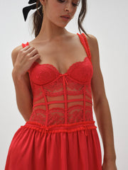 Fiona Lace Slip Dress Red