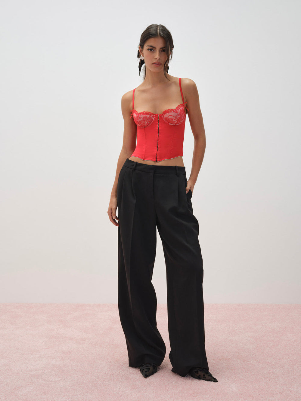 Fiona Lace Bustier Red