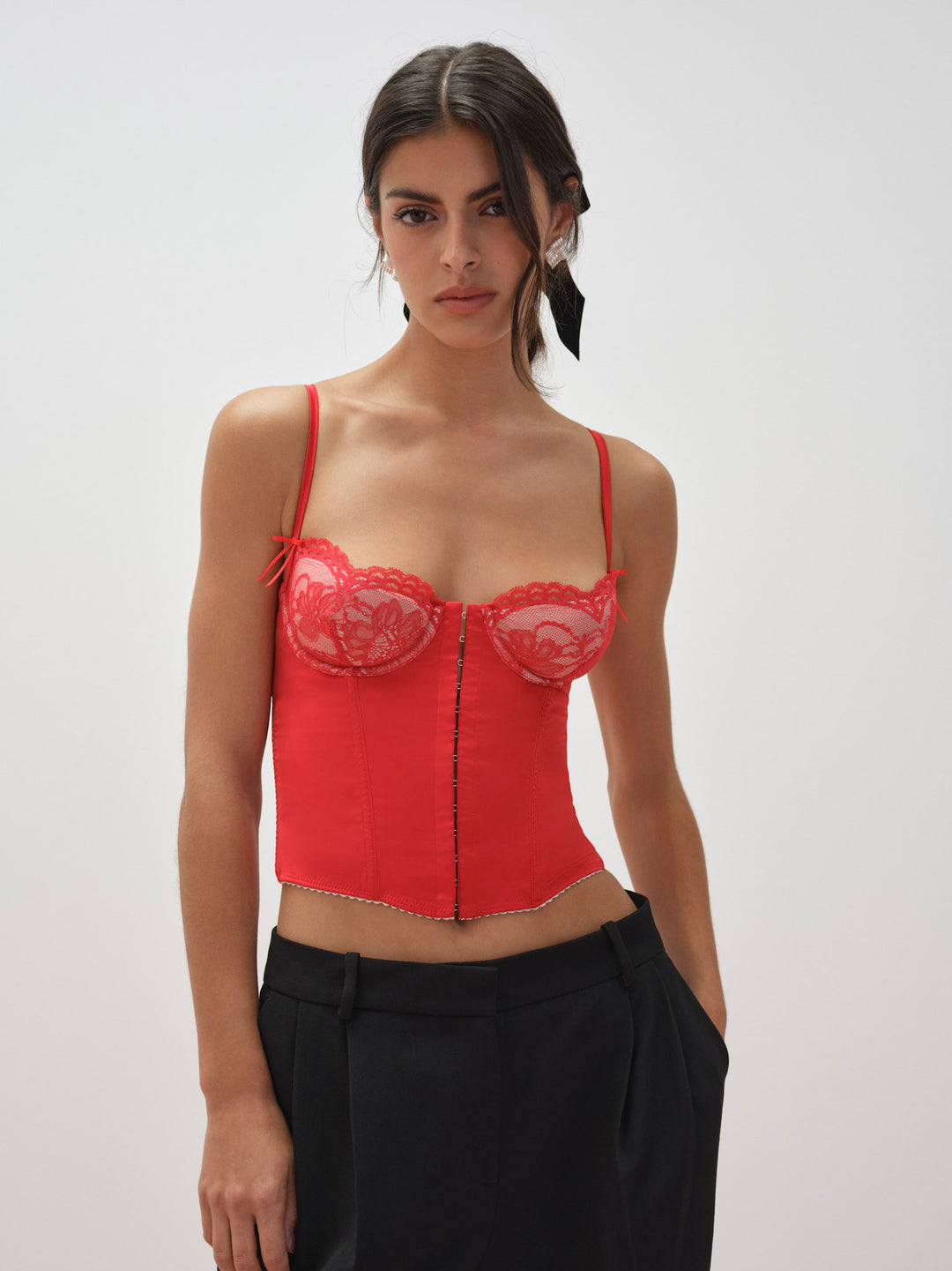 Fiona Lace Bustier Red