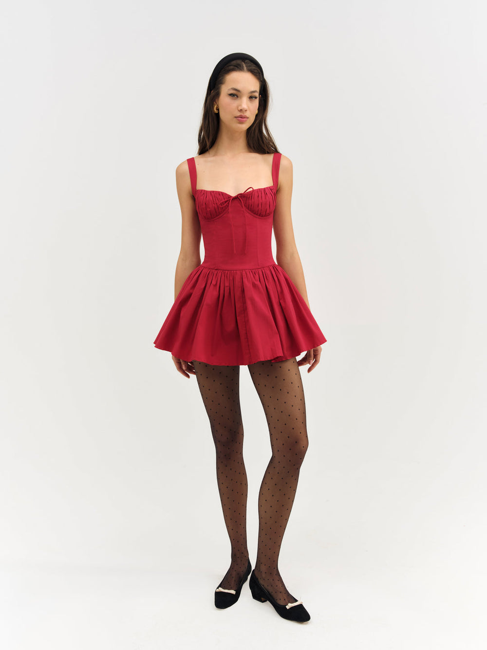 Helena Poplin Bustier Mini Dress Red