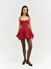 Helena Poplin Bustier Mini Dress Red