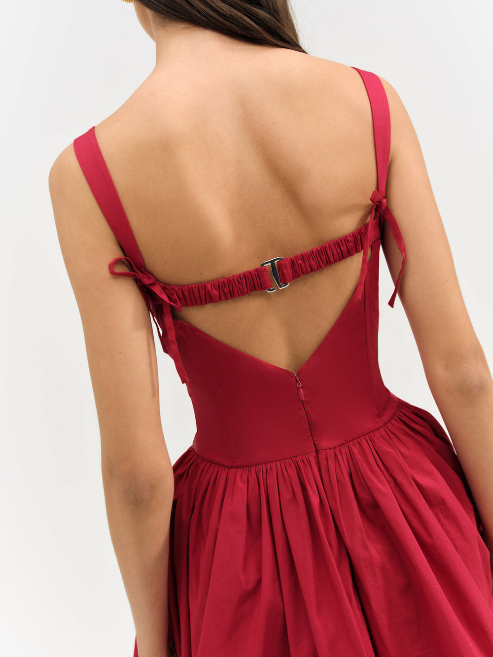Helena Poplin Bustier Mini Dress Red