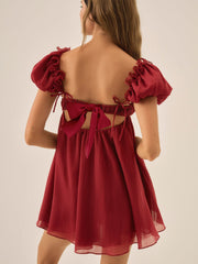 Claudine Chiffon Mini Dress Oxblood