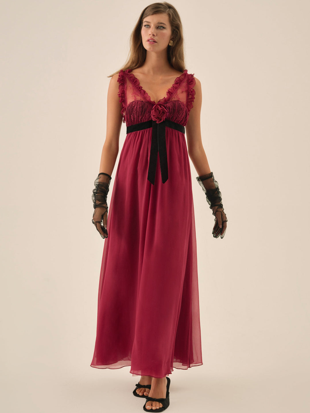 Claudine Chiffon Maxi Dress Oxblood