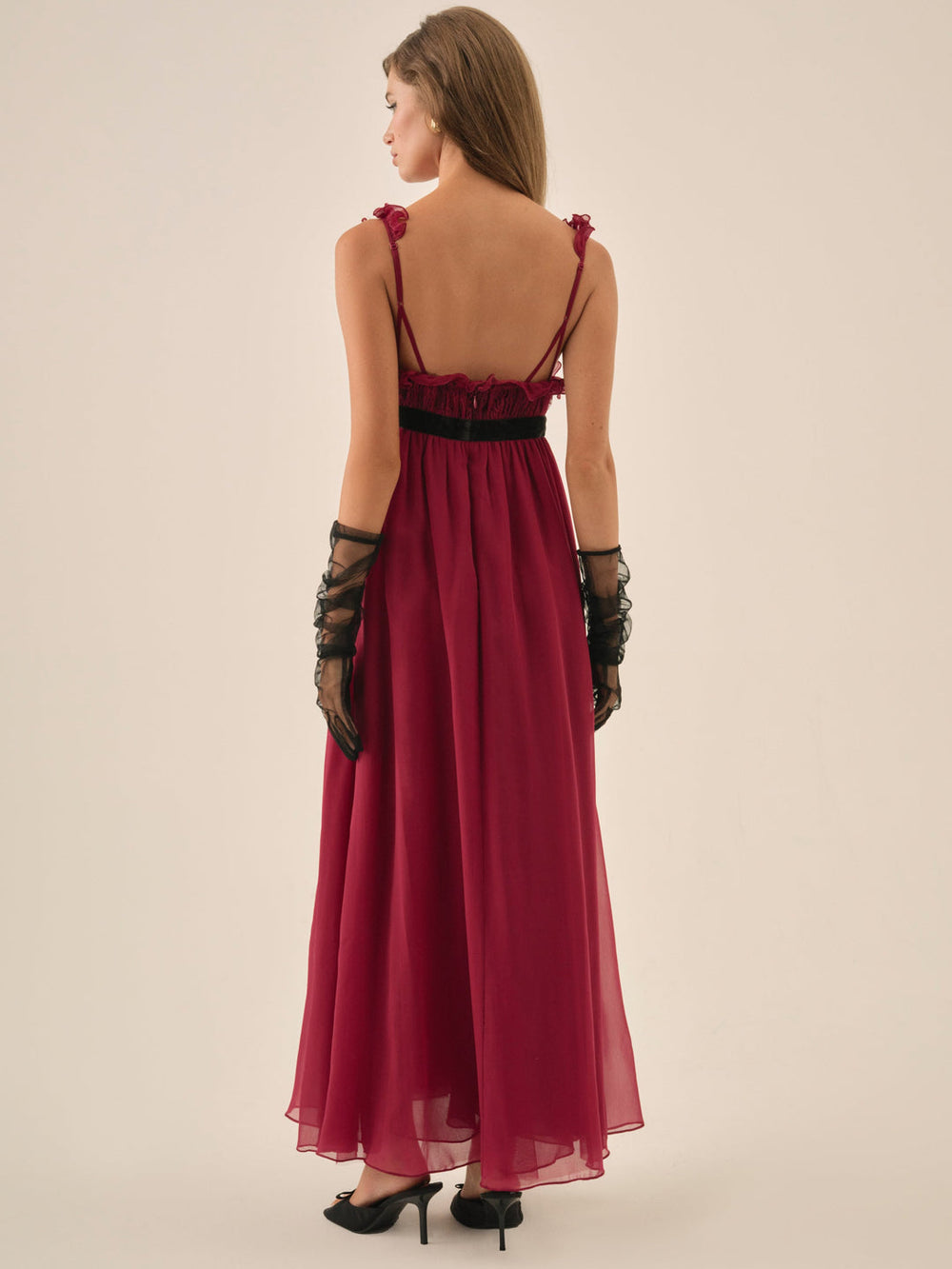Claudine Chiffon Maxi Dress Oxblood