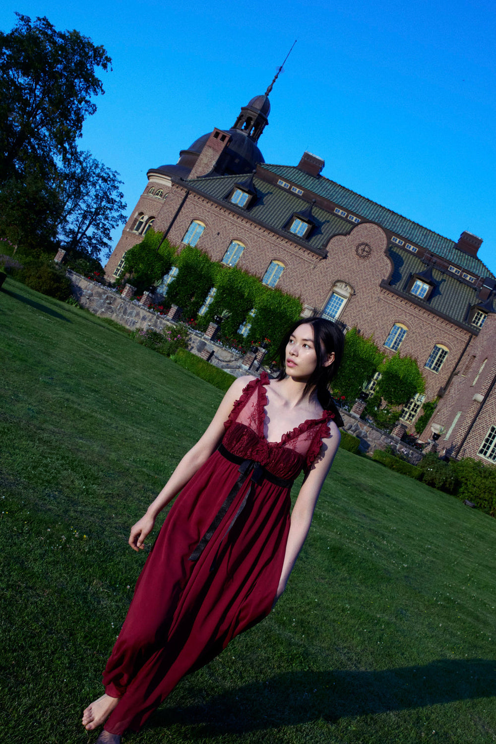 Claudine Chiffon Maxi Dress Oxblood