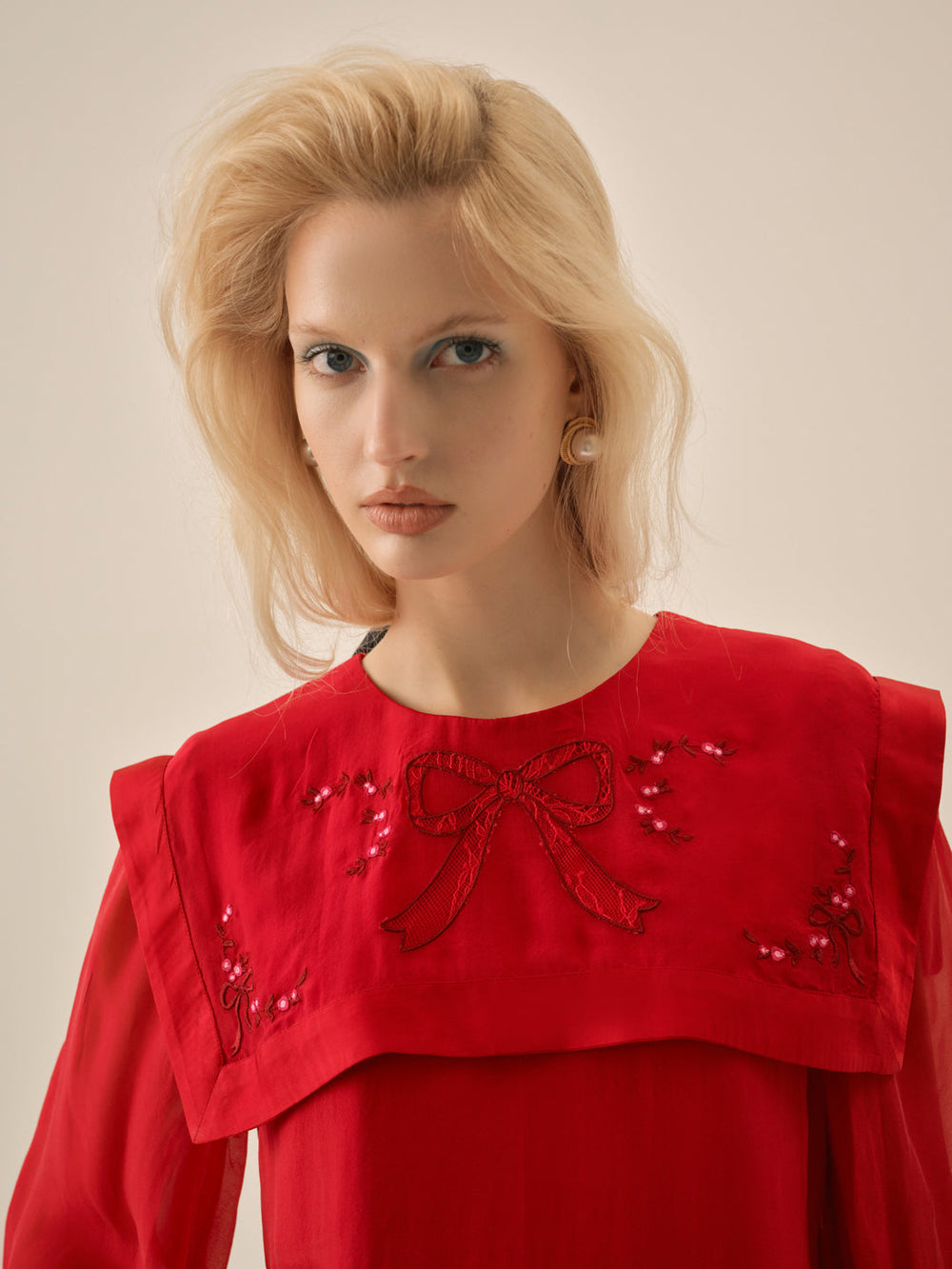 Betsy Bow Mini Dress Red