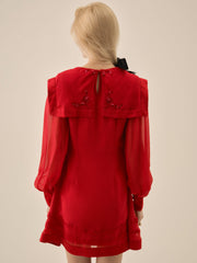 Betsy Bow Mini Dress Red