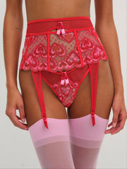 Heartbeat Garter Belt Red