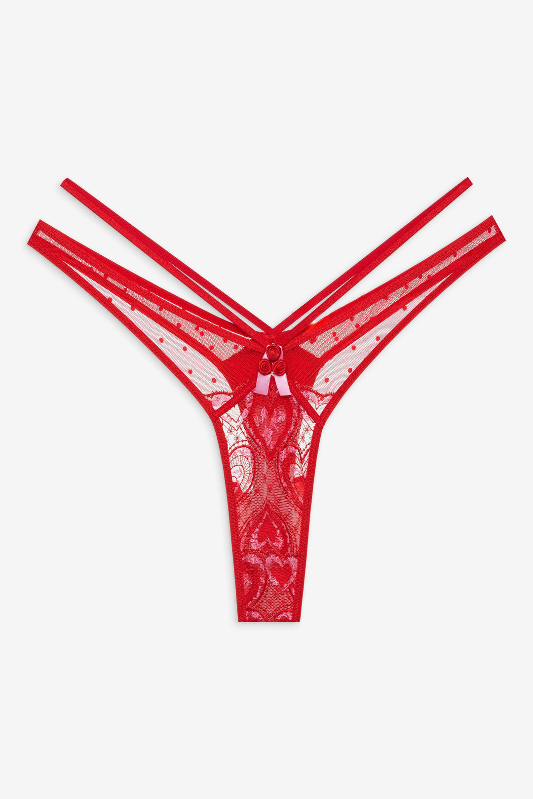 Heartbeat Lace Thong Panty Red
