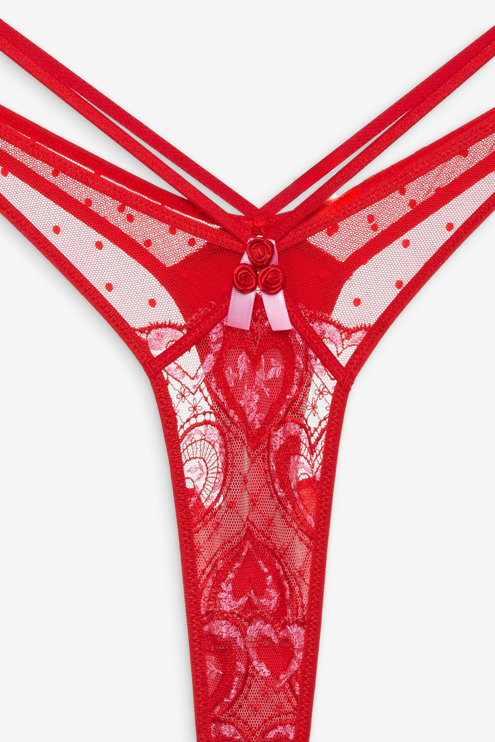 Heartbeat Lace Thong Panty Red