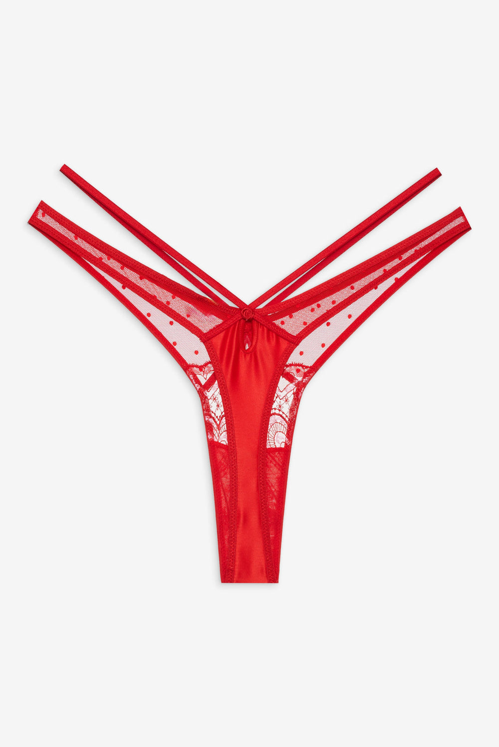 Heartbeat Lace Thong Panty Red
