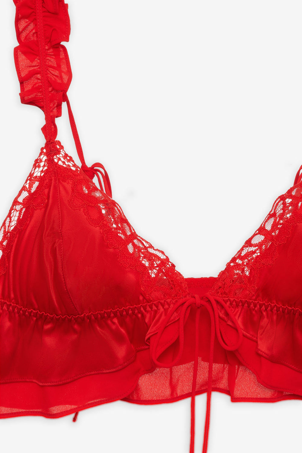 Butterfly Lace Ruffle Bralette Red