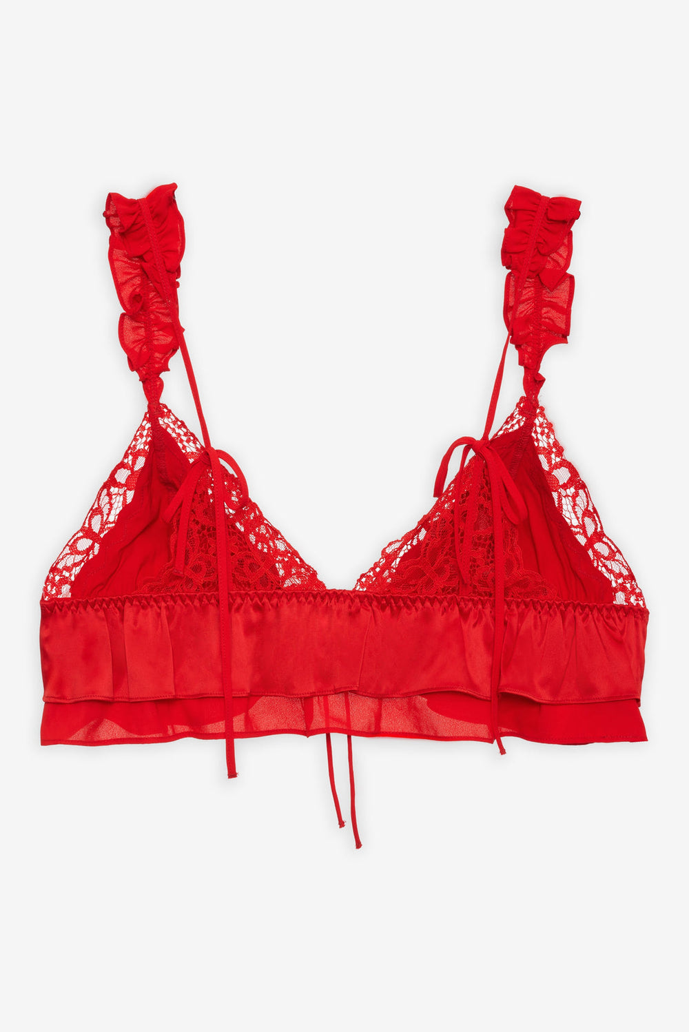Butterfly Lace Ruffle Bralette Red