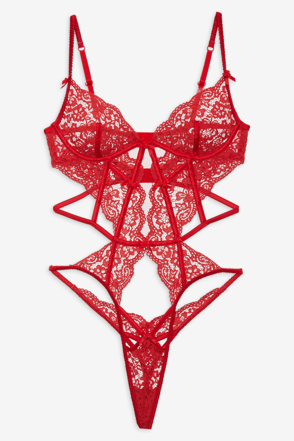 Creamsicle Lace Bodysuit Red