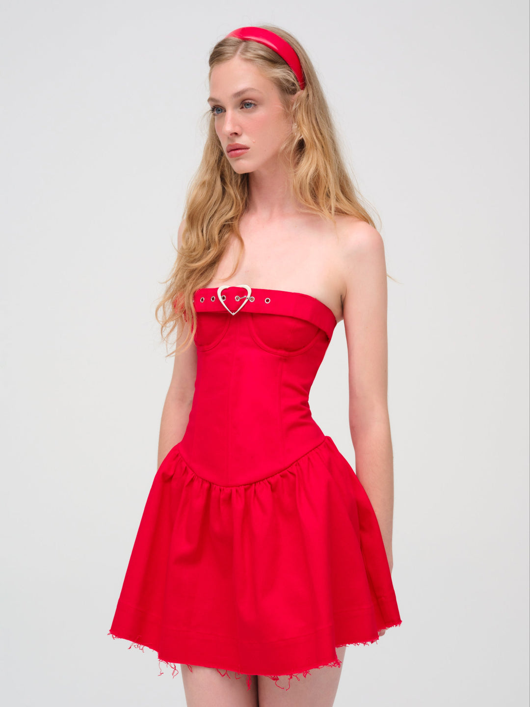 Lipstick Denim Mini Dress Red