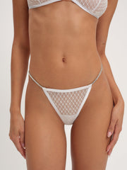 Glitter Thong Panty White