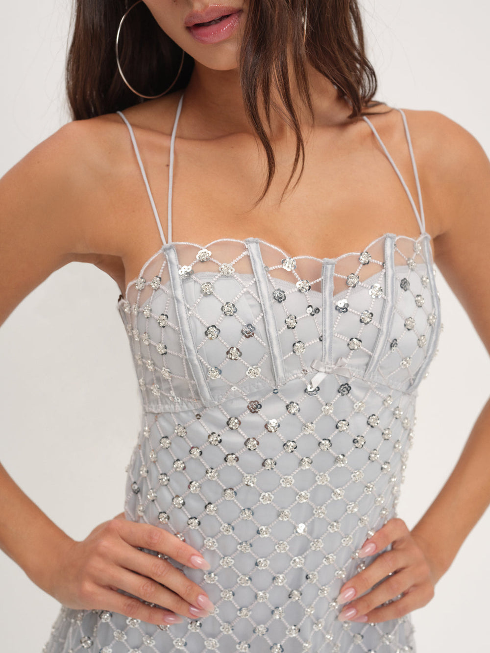 Dazzle Me Slip Dress Silver