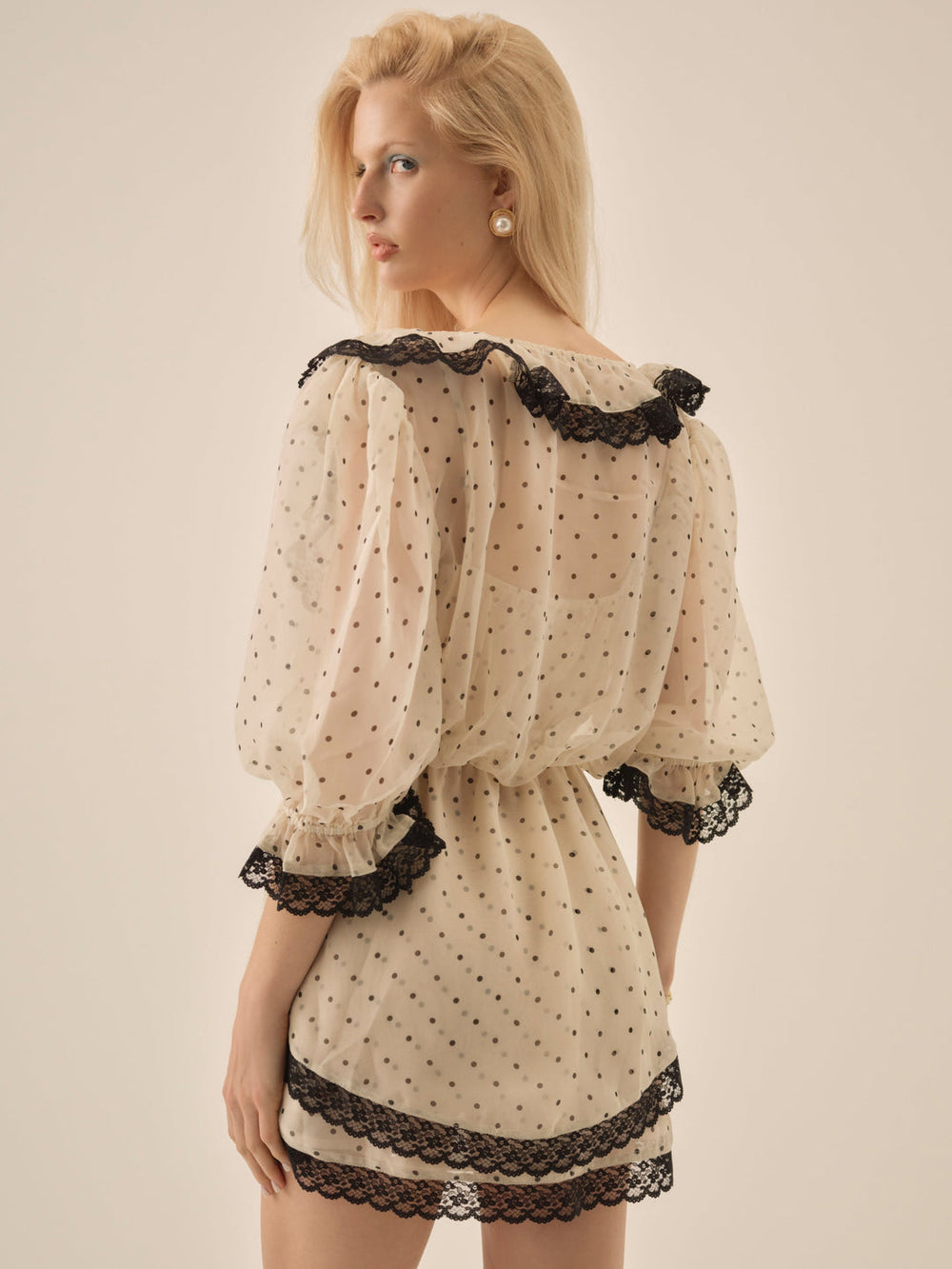 Dottie Dot Mini Dress Cream